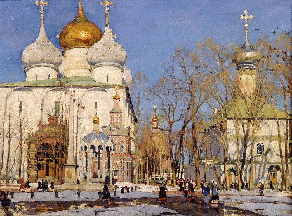 le jour de l’annonciation 1922 Konstantin Yuon scènes urbaines Peintures à l'huile